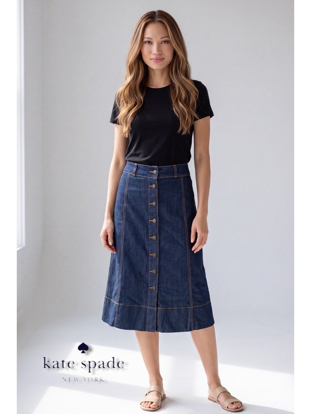 Kate Spade Broome Street Dark Indigo Denim Midi Skirt - Size 2